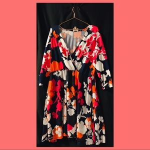 Navy and pink flower dress